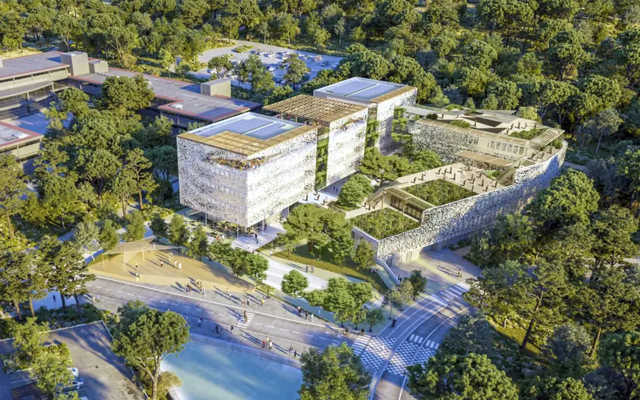 Vue aérienne du Pôle Alpha, à Sophia-Antipolis